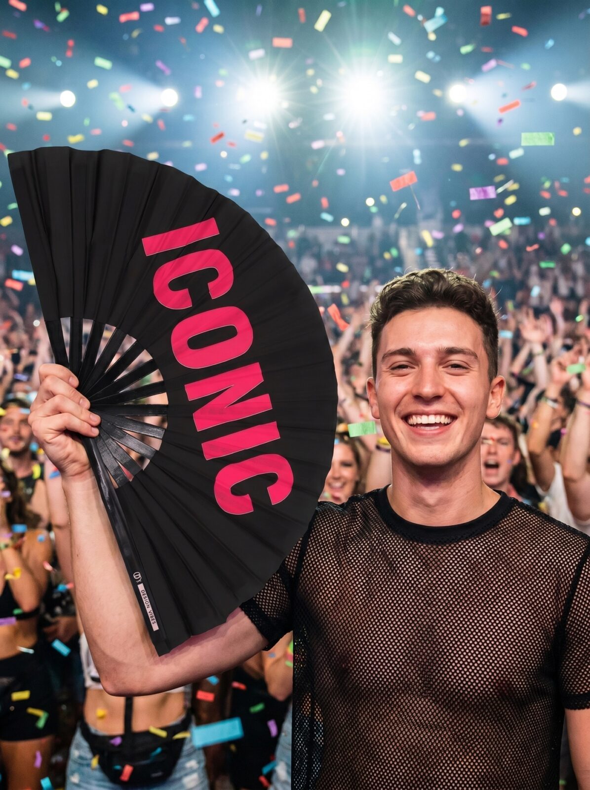 Festival Fan “ICONIC” in black/pink – Rave statement – View 4