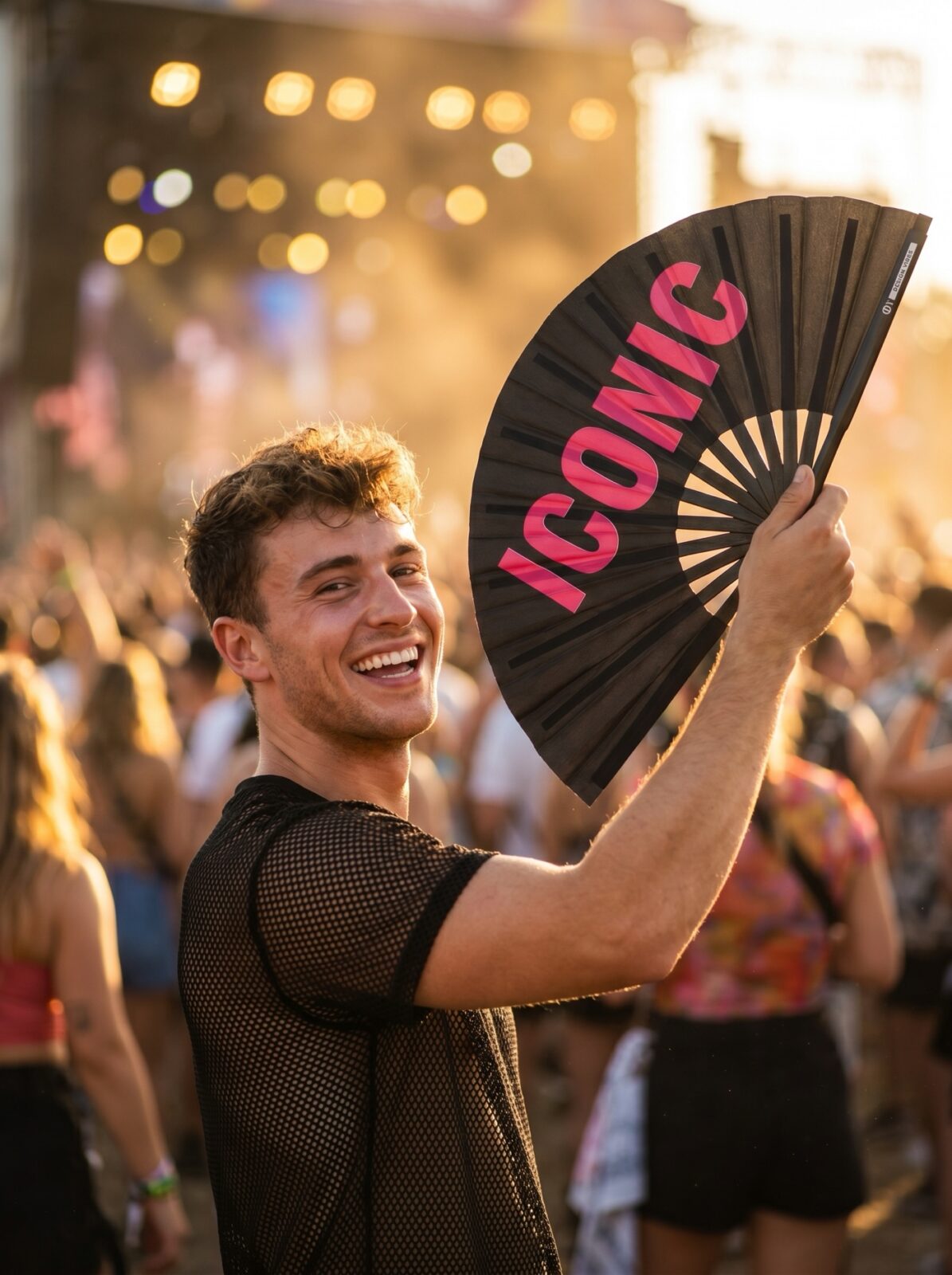 Festival Fan “ICONIC” in black/pink – Rave statement – View 3