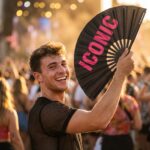 Festival Fan “ICONIC” in black/pink – Rave statement – View 3