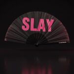 Festival Fan “SLAY” in black/pink – CSD & Rave accessory – View 1