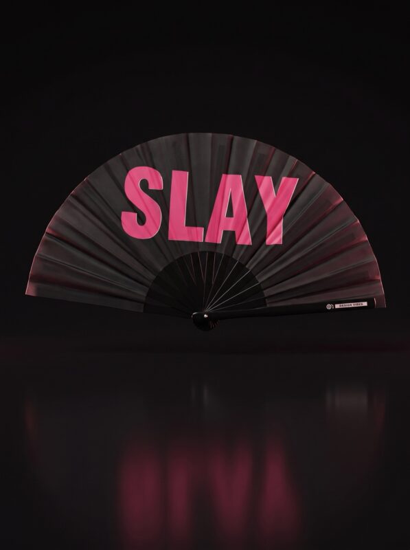 Festival Fan "SLAY" in black/pink - CSD & Rave accessory