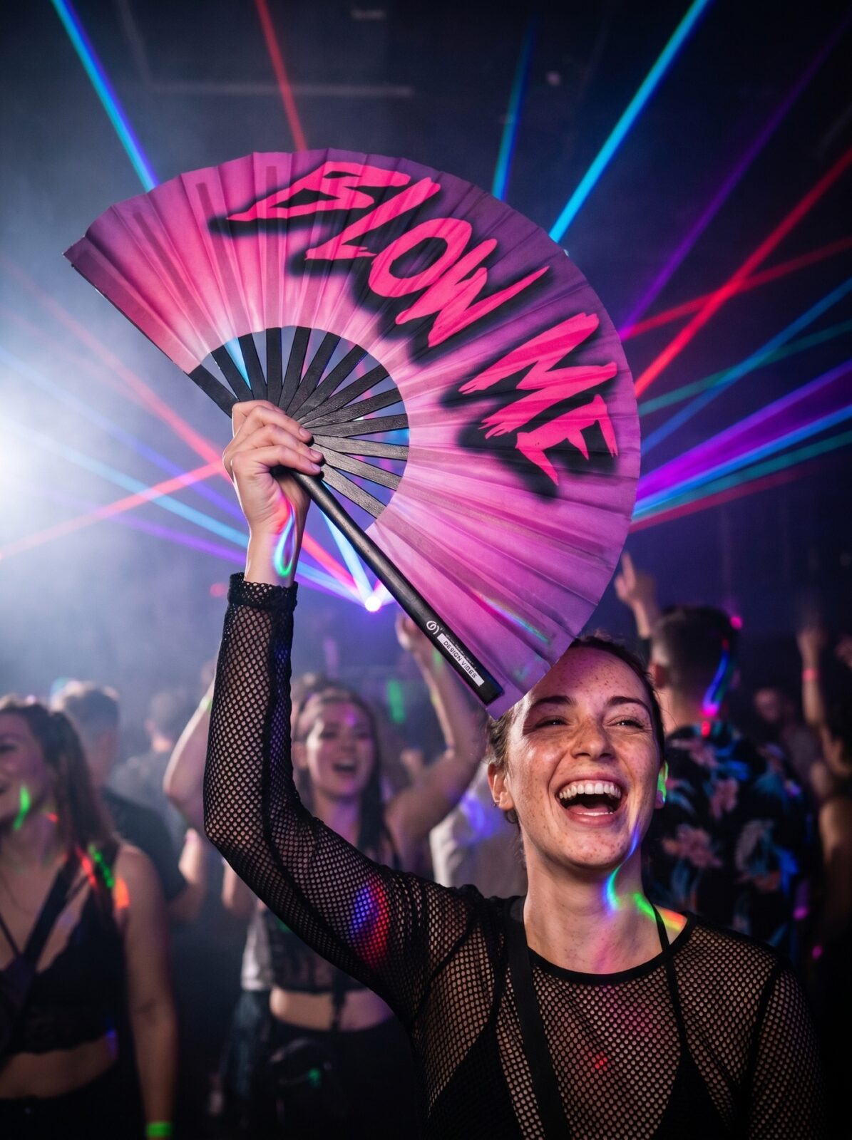 BLOW ME” Festival Fan in purple-blue – Rave & CSD accessory – View 2