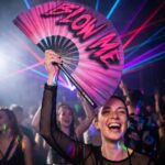 BLOW ME” Festival Fan in purple-blue – Rave & CSD accessory – View 2