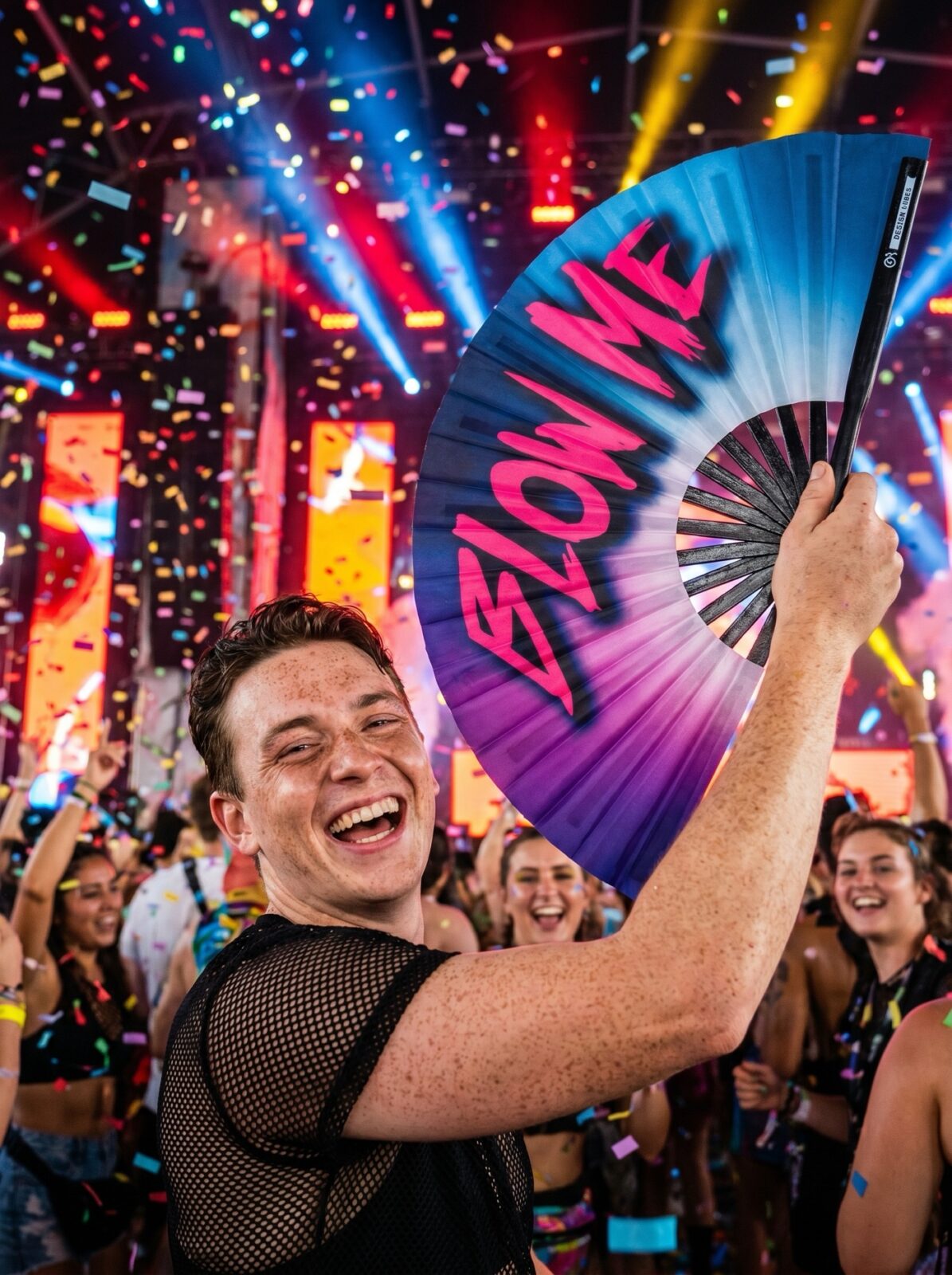 BLOW ME” Festival Fan in purple-blue – Rave & CSD accessory – View 4