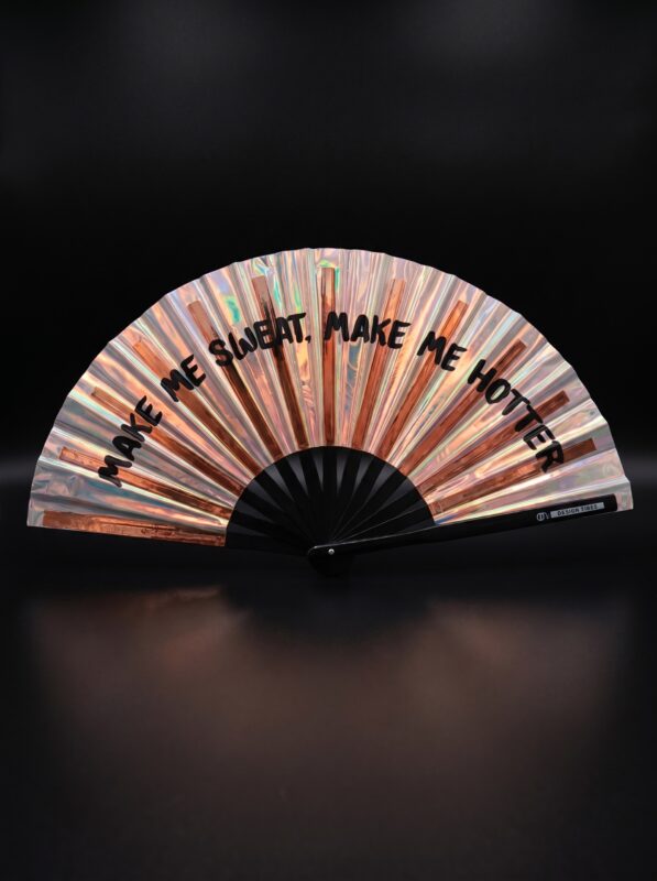 Festival Fan "MAKE ME SWEAT" Holographic Rose Gold - Rave
