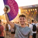 Festival Fan “Queen” Pink-Purple Galaxy Glitter – Rave & CSD – View 3
