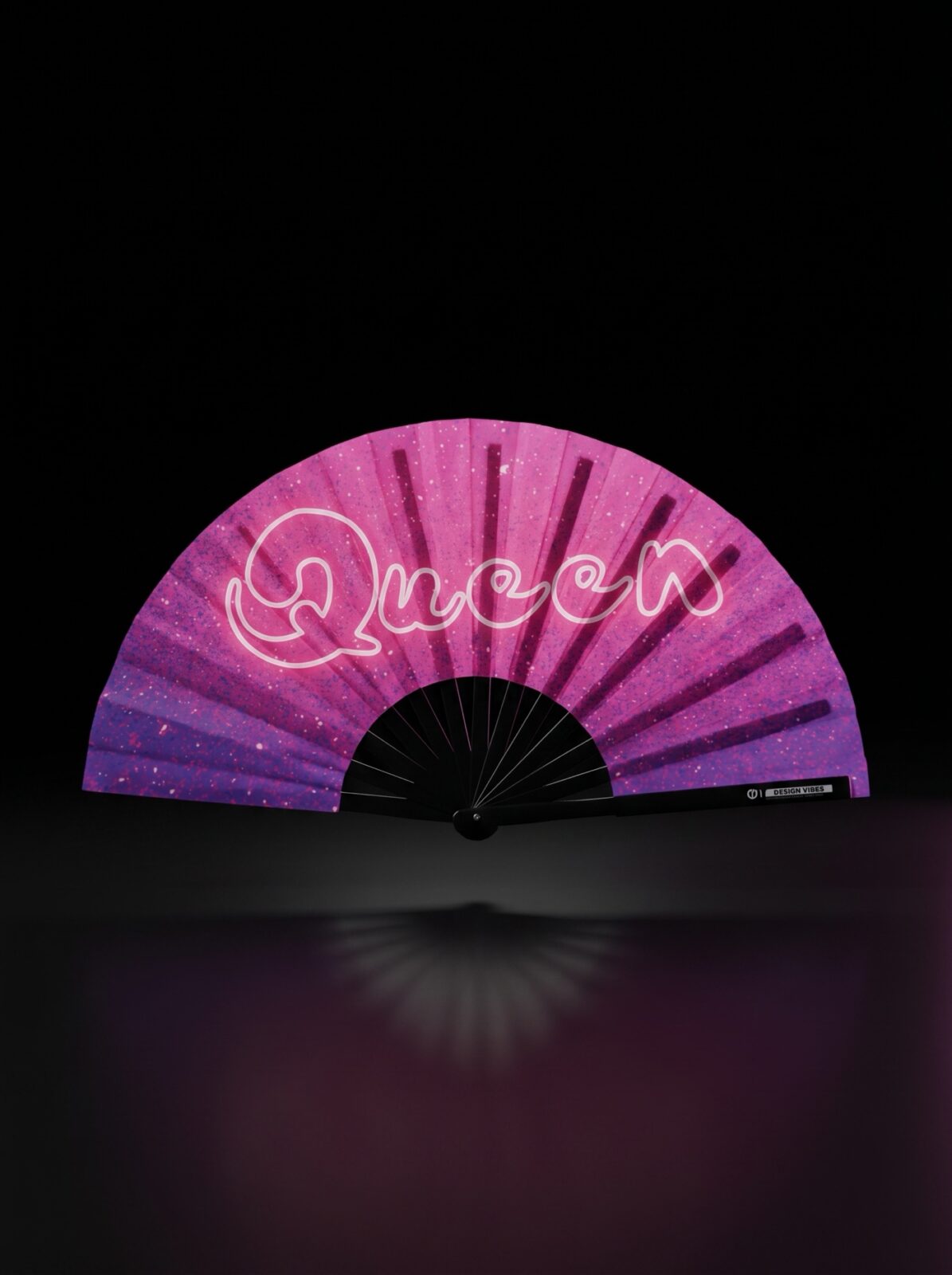 Festival Fan “Queen” Pink-Purple Galaxy Glitter – Rave & CSD