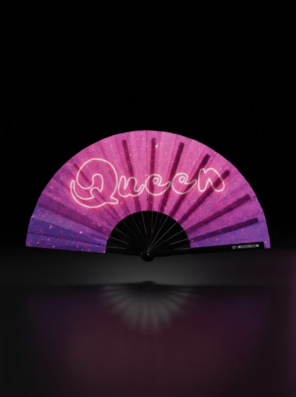 Festival Fan "Queen" Pink-Purple Galaxy Glitter - Rave & CSD