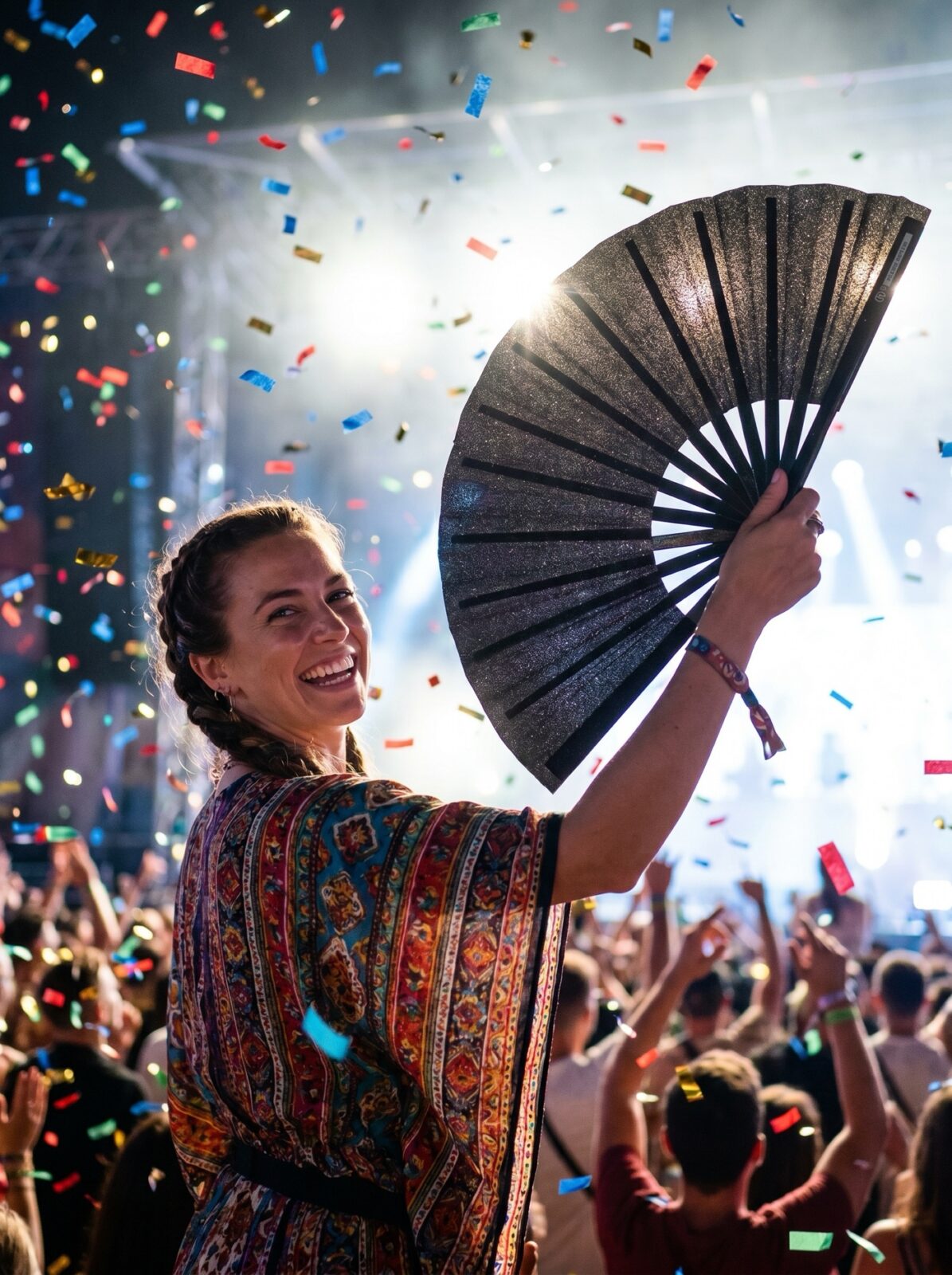Festival Fan Black Glitter – Elegant Rave & Pride Accessory – View 4