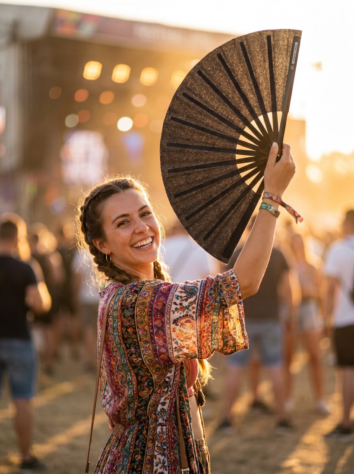 Festival Fan Black Glitter – Elegant Rave & Pride Accessory – View 3