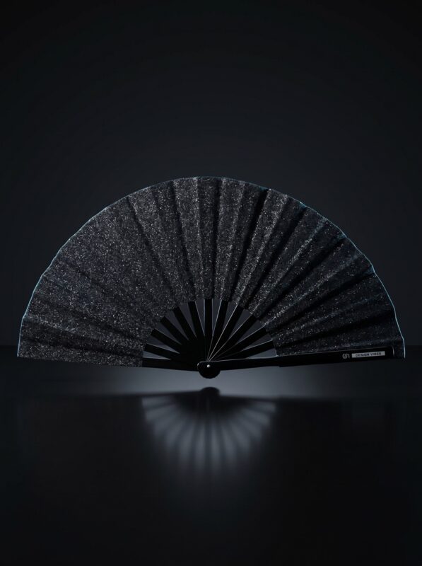 Festival Fan Black Glitter – Elegant Rave & Pride Accessory