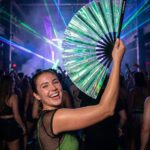 Festival Fan Holographic Green – iridescent Rave accessory – View 2