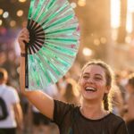Festival Fan Holographic Green – iridescent Rave accessory – View 3