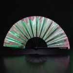 Festival Fan Holographic Green – iridescent Rave accessory – View 1