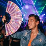 Festival Fan Holographic Pink – iridescent Pride accessory – View 2