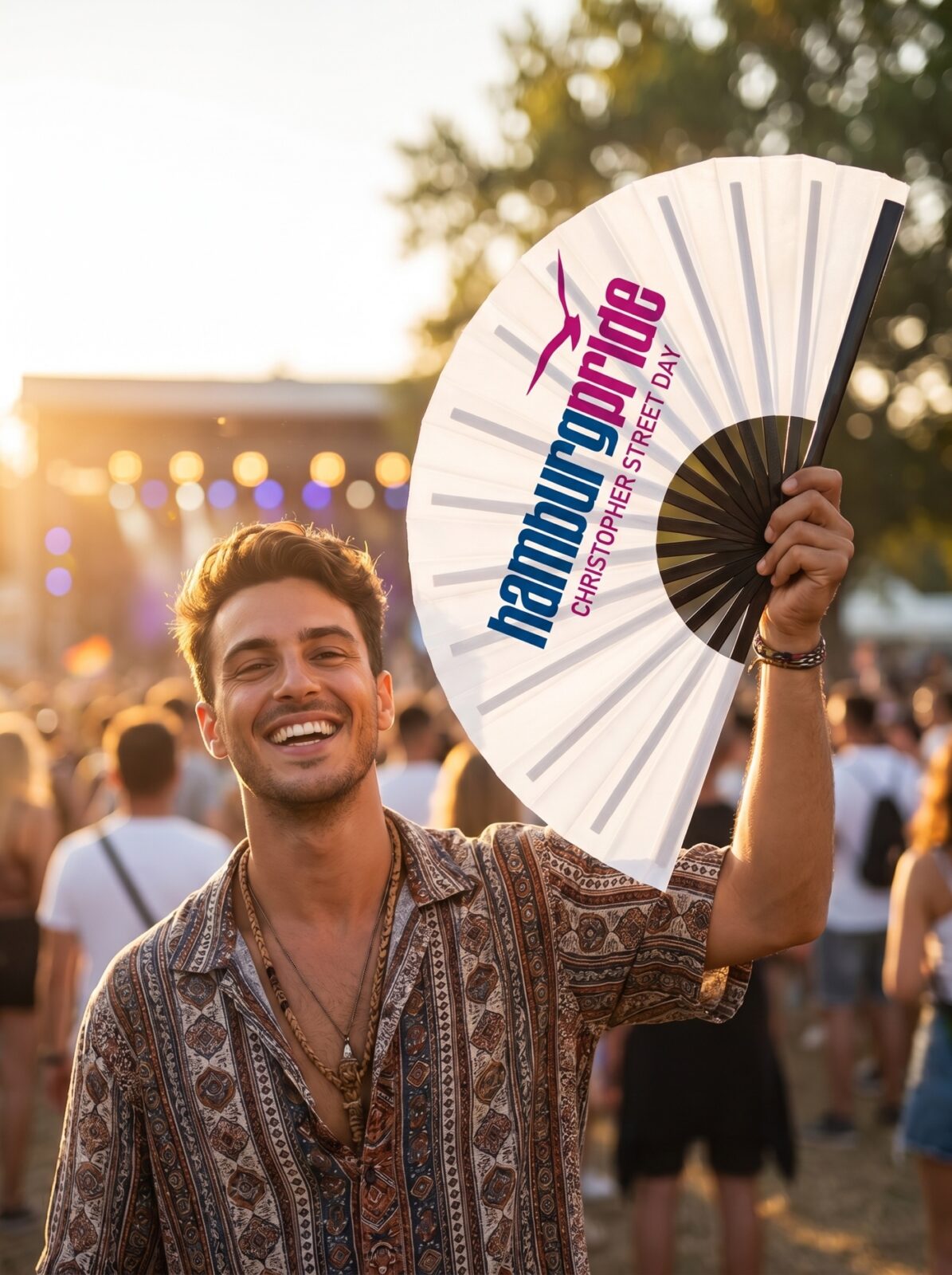 Festival-Fächer Hamburg Pride CSD in Weiß, Logo-Edition, View 3