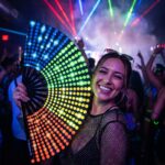 Festival Fan black with rainbow dots – Rave & CSD – View 2