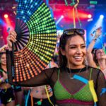 Festival Fan black with rainbow dots – Rave & CSD – View 4
