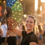Festival Fan black with rainbow dots – Rave & CSD – View 3