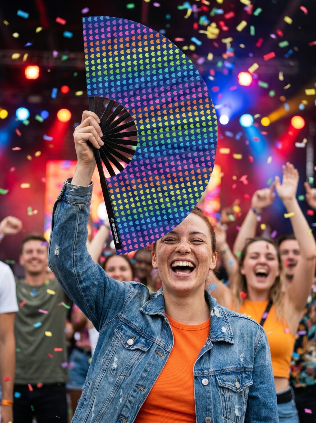 Festival Fan dark blue with rainbow hearts – CSD & Pride – View 4