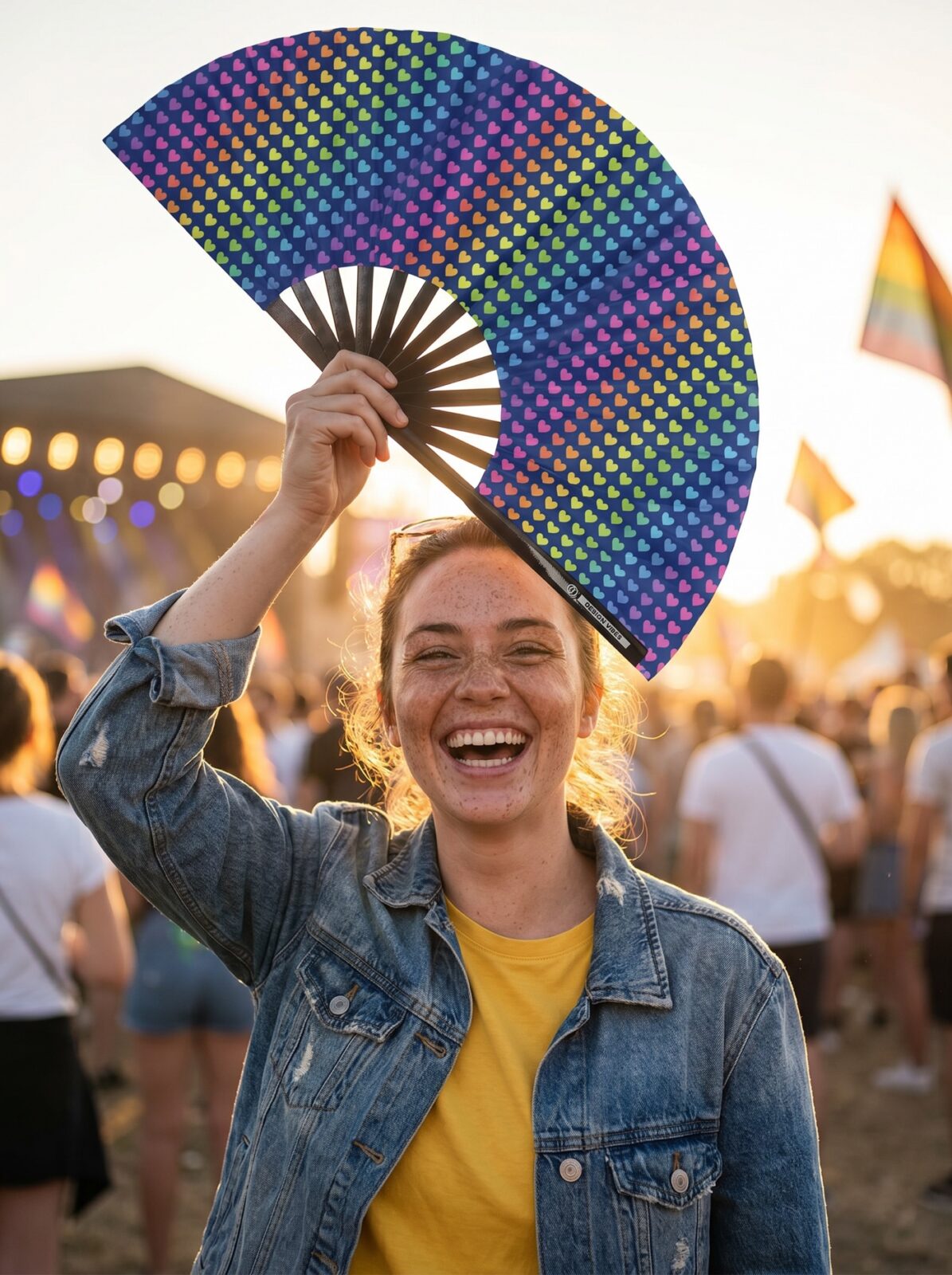 Festival Fan dark blue with rainbow hearts – CSD & Pride – View 3