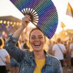 Festival Fan dark blue with rainbow hearts – CSD & Pride – View 3
