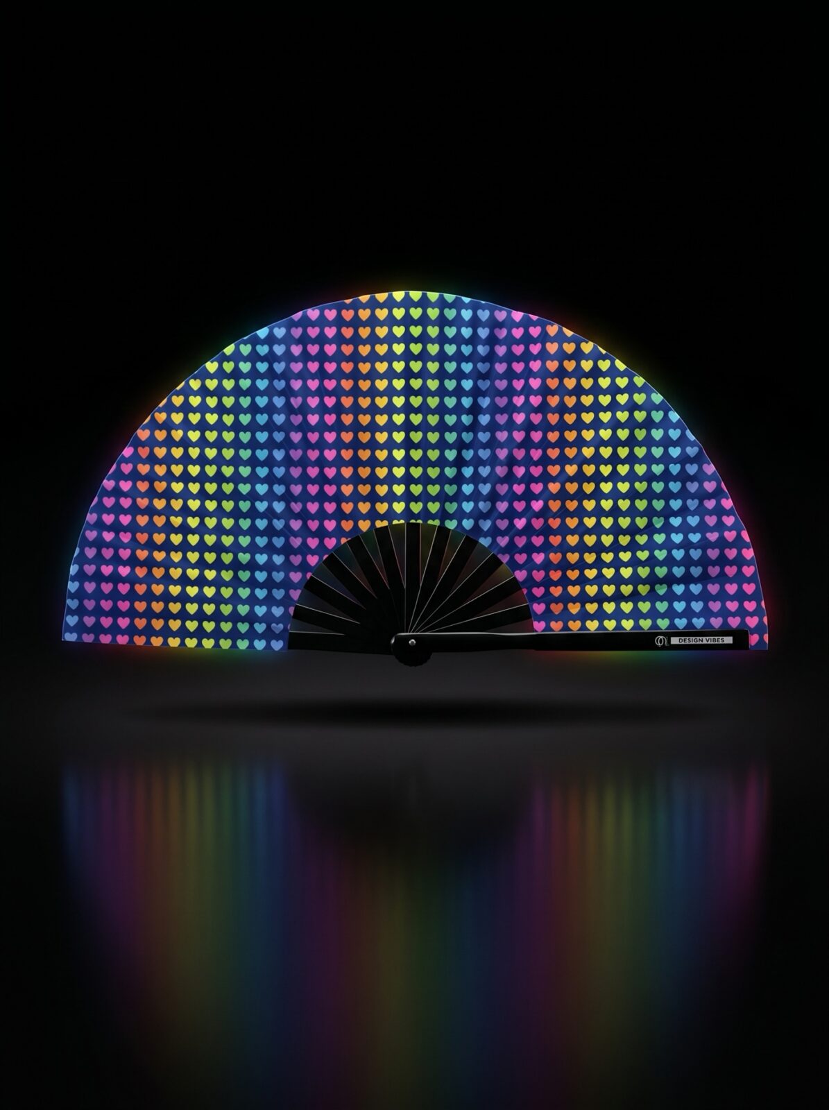 Festival Fan dark blue with rainbow hearts – CSD & Pride