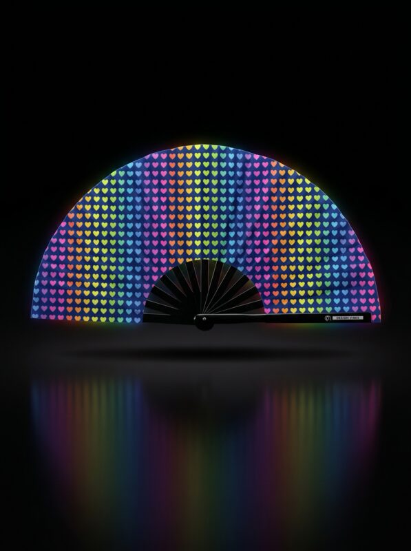 Festival Fan dark blue with rainbow hearts - CSD & Pride
