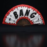 Festival Fan “BANG” comic in red and white – Rave & Party accessory – View 1