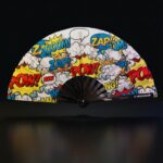 Festival Fan “ZAP BOOM POW” Yellow Comic – Rave & Party – View 1