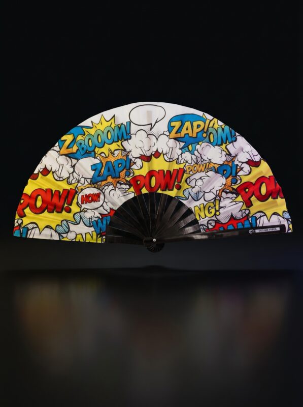 Festival Fan "ZAP BOOM POW" Yellow Comic - Rave & Party