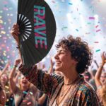 Festival Fan “RAVE” Black Teal-Pink – Techno & Rave Accessory – View 4