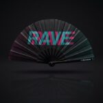 Festival Fan “RAVE” Black Teal-Pink – Techno & Rave Accessory – View 1