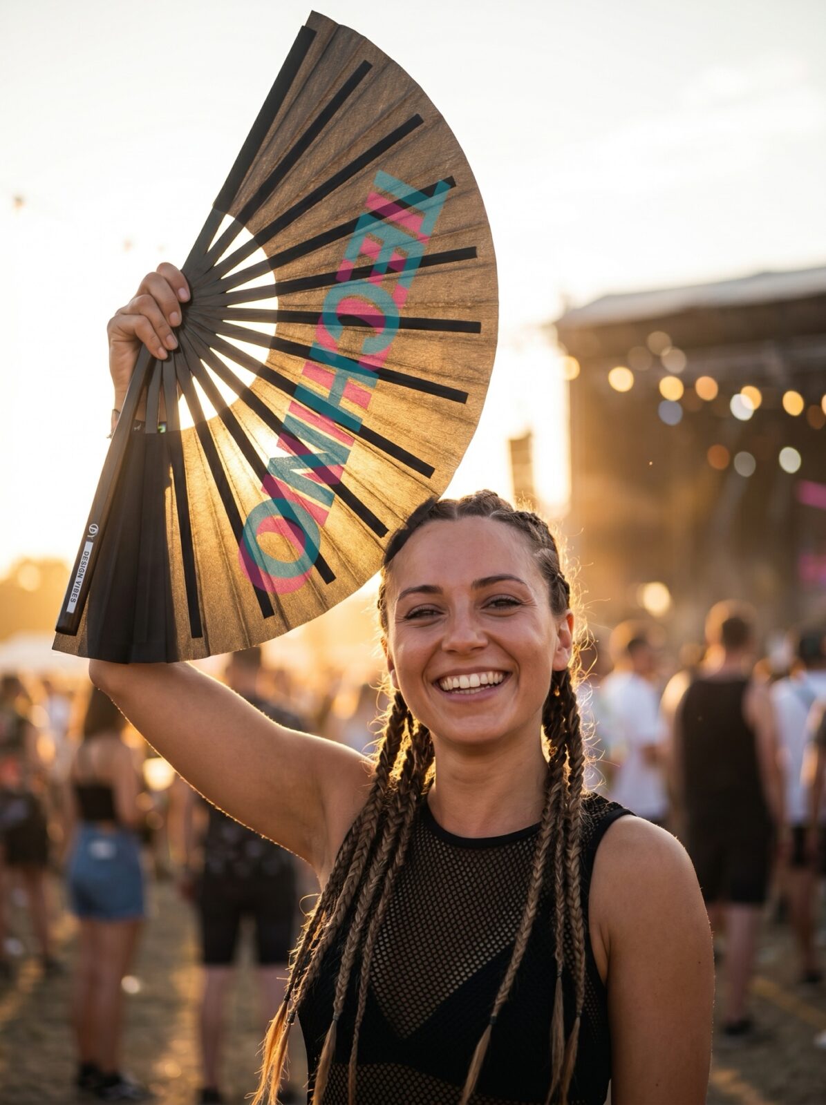 Festival Fan “TECHNO” Black Teal-Pink – Techno & Rave – View 3