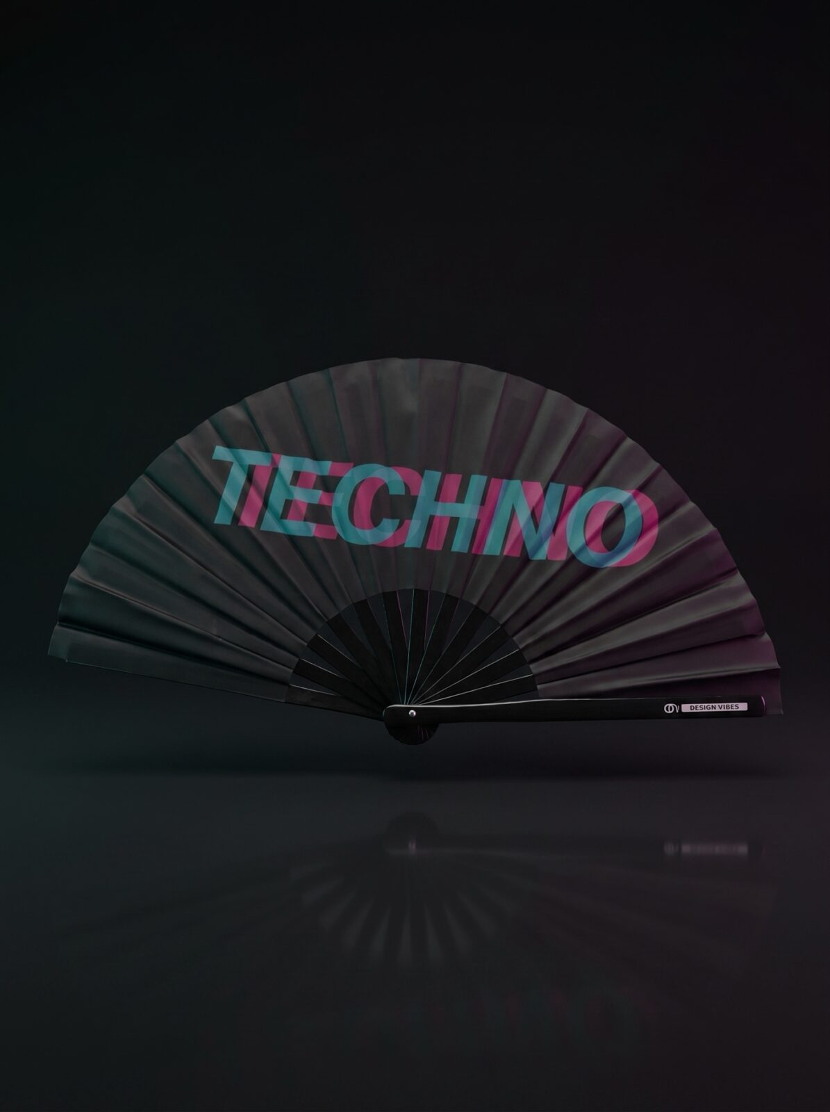 Festival Fan “TECHNO” Black Teal-Pink – Techno & Rave