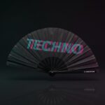 Festival Fan “TECHNO” Black Teal-Pink – Techno & Rave – View 1