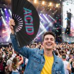 Festival Fan “ACID” Black Teal-Pink – Techno & Rave accessory – View 4