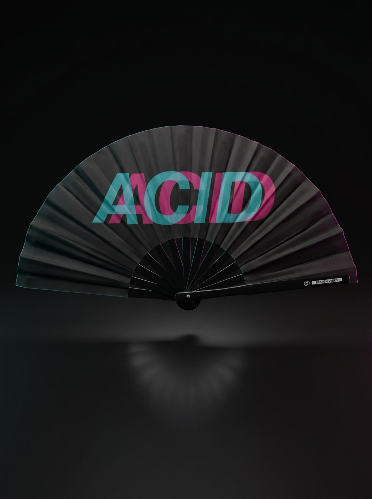 Festival Fan “ACID” Black Teal-Pink – Techno & Rave accessory