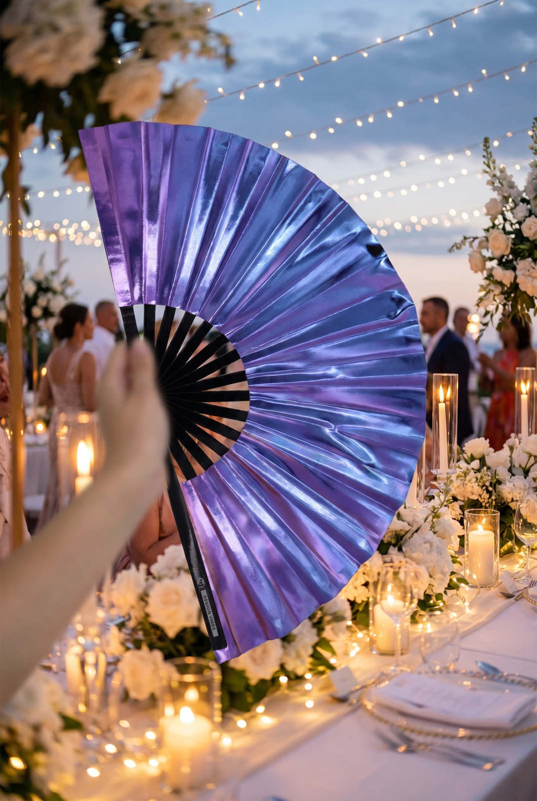 Festival Fan Holographic Blue-Purple Metallic – Rave accessory – View 7