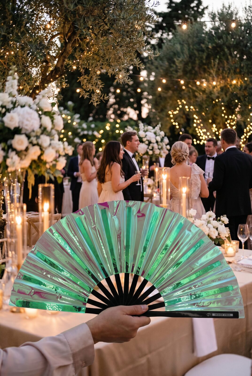 Festival Fan Holographic Green – iridescent Rave accessory – View 7
