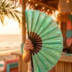 Festival Fan Holographic Green – iridescent Rave accessory – View 6