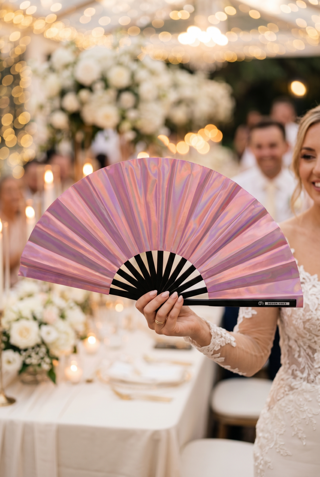 Festival Fan Holographic Pink – iridescent Pride accessory – View 6
