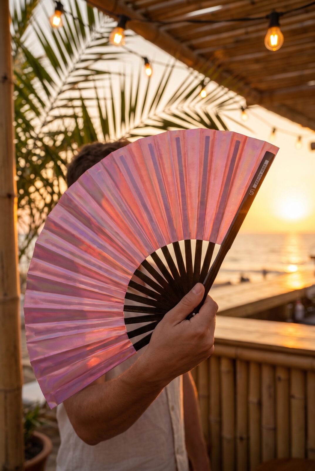Festival Fan Holographic Pink – iridescent Pride accessory – View 7