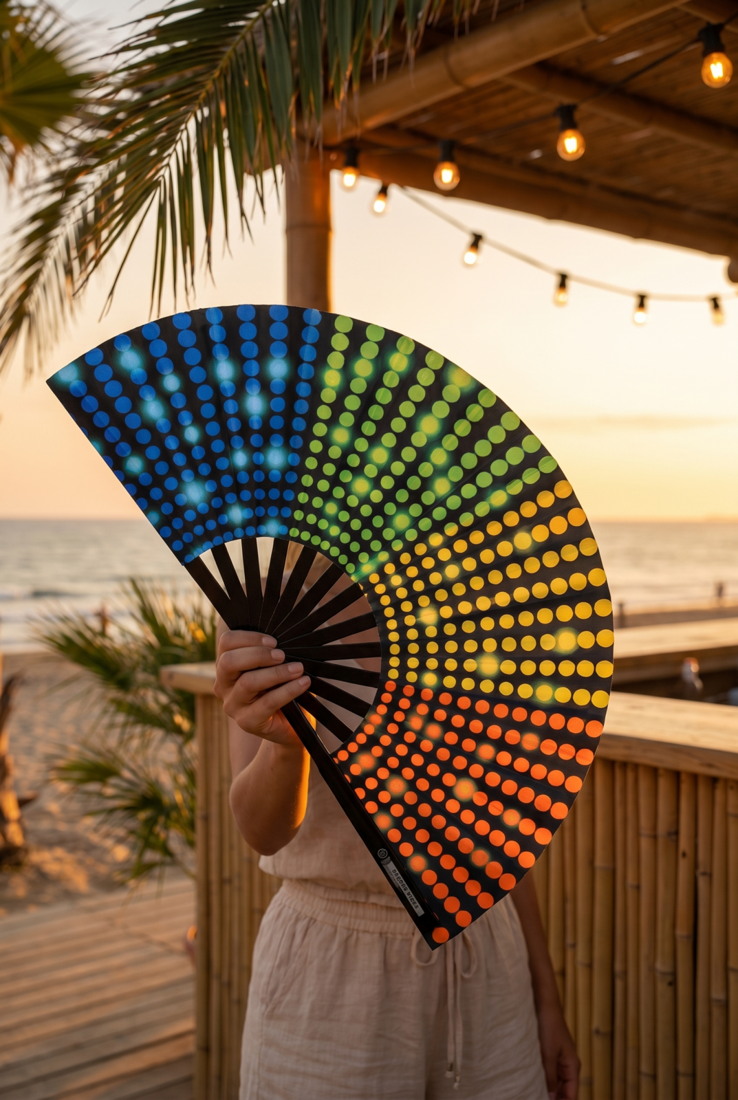 Festival Fan black with rainbow dots – Rave & CSD – View 6