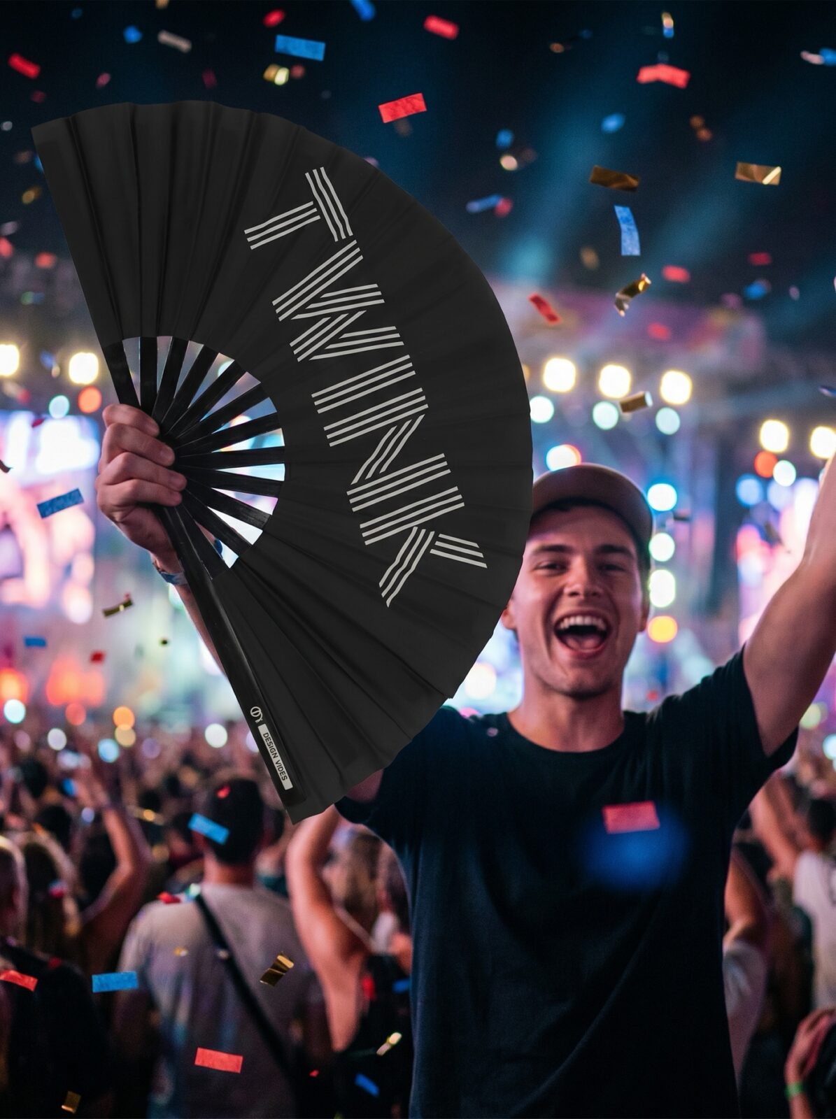 Festival Fan “TWINK” in black – Rave & Pride statement – View 4