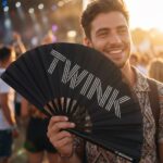 Festival Fan “TWINK” in black – Rave & Pride statement – View 3