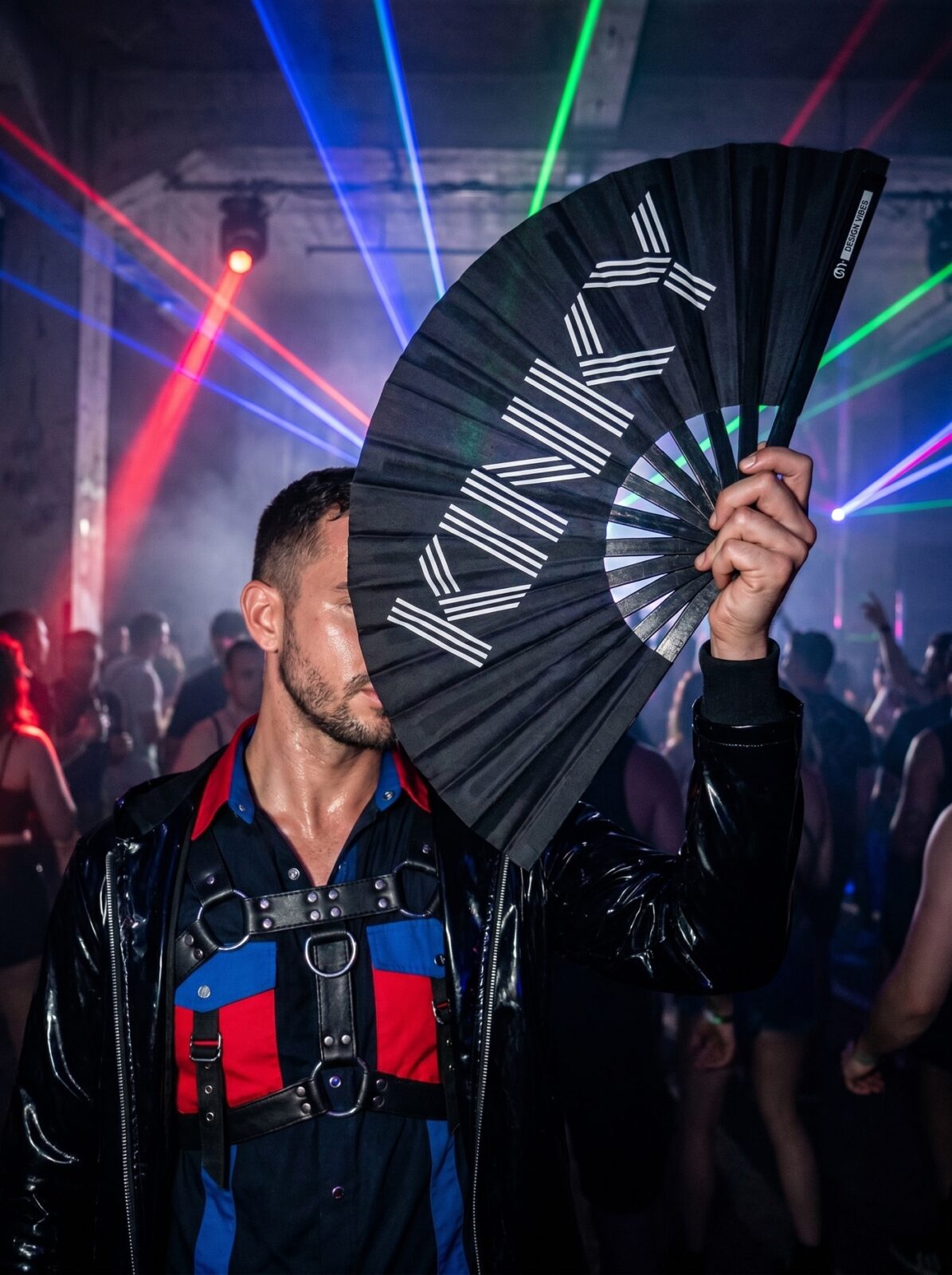 Festival Fan “KINKY” in black – Rave & Pride statement – View 2