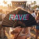 Festival Fan “RAVE” Black Teal-Pink – Techno & Rave Accessory – View 5