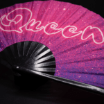 “Queen” Festival Fan—Pink-Purple Galaxy Glitter, Rave & CSD, View 6