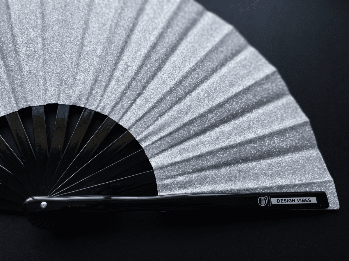 Silver Glitter Festival Fan, Sparkling Rave & CSD Accessory, View 10